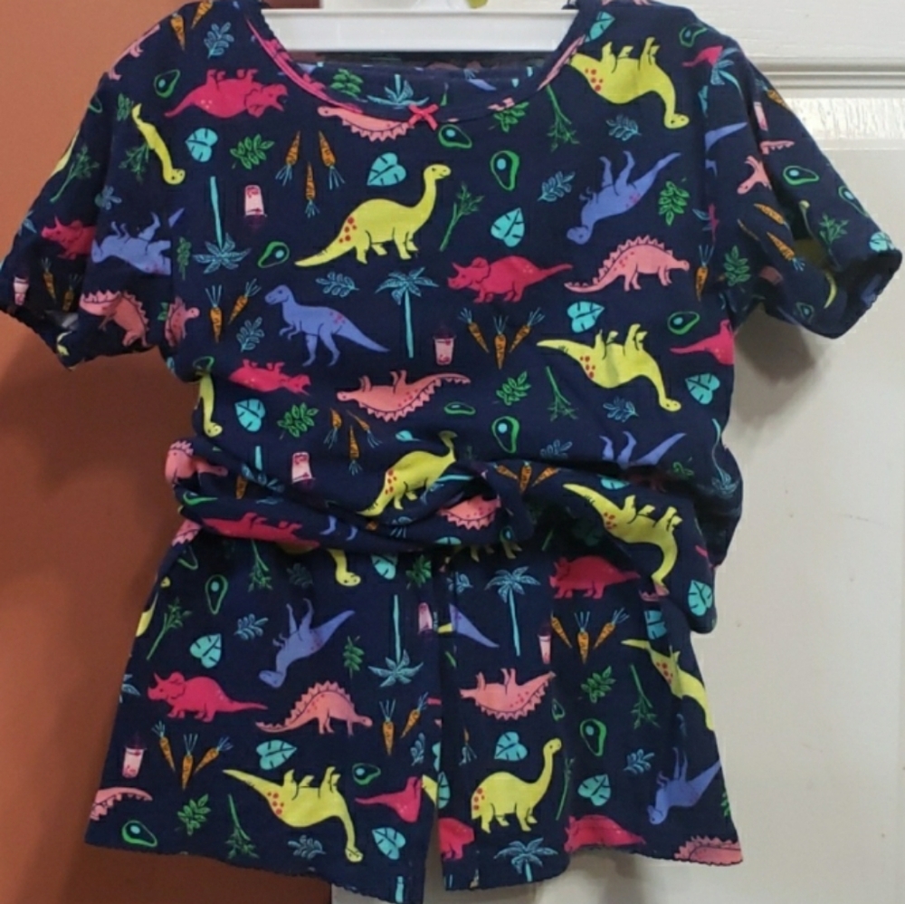 CARTER'S GIRLS PAJAMAS SHORT SET DINOSAUR 🦕 PRINT NAVY BLUE (SZ 14 💙🎭)